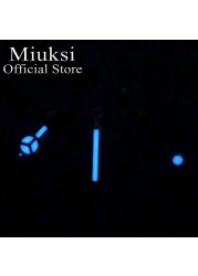 Miuksi Watch Silver Hands Green Blue Luminous Hands Fit NH35 NH36 ETA2824 2836 Miyota8205 8215 821A Mingzhu DG2813 3804 Movement