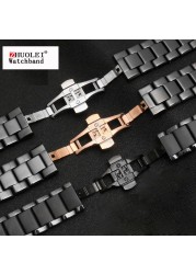 High quality ceramic watchband for AR1451 AR1452 AR1400 AR1410 watch straps with stainless steel butterfly clasp 22mm 24mm