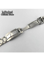 Miuksi 20mm 316L Solid Stainless Steel Watch Band Folding Buckle Mens Strap