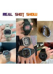 Solid Stainless Steel Watch Band Case For Casio G-shock DW5600 G5600E GW/DW5000 DW5035 Metallic Bracelet Accessories WithTool