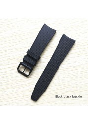 22mm Black Blue Rubber Silicone Watchband Watch Strap For IWC Pilot Portuguese IW323101 Bracelet Strap With Pin Buckle Tool Free