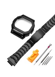 Metal Case + Bezel Strap for G-shock DW5600/5610 GW5600E Stainless Steel Watch Band for Casio DW/GW5000 DW5035 Watch Accessories