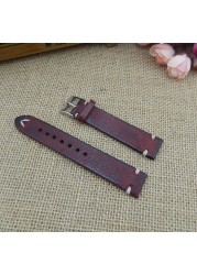 Handmade antique leather watch strap, 20mm 22mm 24mm watch strap, distressed look, stainless steel, polished buckle