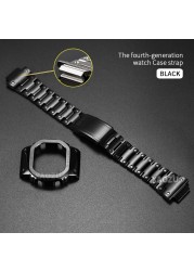 XAOZU Metal Watch Band Bezel Strap DW5600 G5600E DW5000/5035 Stainless Steel Watchband Frame Bracelet Accessory with RepairTools