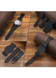 Genuine Leather Watchband 18mm 20mm 22mm Replacement Soft Watch Strap Coffee Black Brown Men Wrist Bracelets Sport Watches