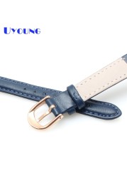 Women's Genuine Leather Watch Band, 14mm, 16mm, 18mm, 20mm, Soft, Simple, Leather, Blue