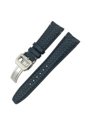 20mm 21mm 22mm Woven Genuine Leather Watch Band Cowhide Strap Fit For IWC Portugieser Pilot IW394005 IW3777 Blue Soft Watchband