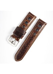 Retro Watch Strap 20mm 22mm 24mm Genuine Leather Watches Men Women Wristwatch Accessories Correa Samsung Galaxy Active 2