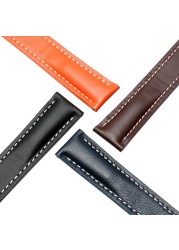 Soft Leather Watch Straps, 20mm, 22mm, 24mm Breitling Watch Strap, Leather, Black, Brown, Blue