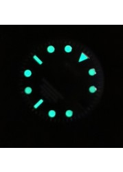 Modified Sunburst Watch Black Dial 29mm Green Luminous For Seiko NH35 Diver Movement Watch