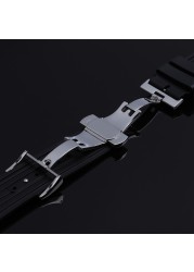 25mm*8mm Top Quality Rubber Silicone Watchband For Vacheron Constantin Offshore Watch Bnad Black Blue Waterproof Sport Strap