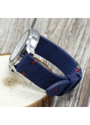 Genuine suede leather antique watch band 18mm 20mm 22mm 24mm high quality royal blue watch strap for men women watches