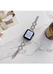 Woman Slim Stainless Steel Strap For Apple Watch Band 5 4 Se 7 45mm 41mm 44mm 40mm 38mm iWatch Serie 6 44mm Korea Bracelet Strap