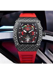 Luxury Military Watch Men Silicone Calendar Sports Watches Men Unique Design Watch Tonneau