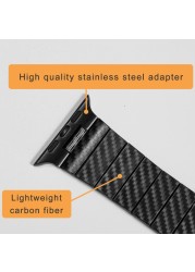 Stainless Steel Strap for Apple Watch Band 44mm 40mm 45mm 41mm 42mm/38mm Carbon Fiber Metal Strap Slim Bracelet iWatch 3 4 5 6 SE