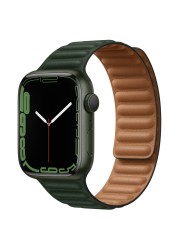 Link Leather Strap for Apple Watch Band 44mm 40mm 42mm 38mm Original Magnetic Loop Bracelet iWatch Series 3 5 4 SE 6 7 41mm 45mm