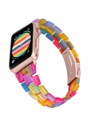 slim resin strap for apple watch band 45mm 41mm 44mm 40mm 42mm 38mm korea woman strap bracelet watchband iwatch serie 7 6 se 5 4