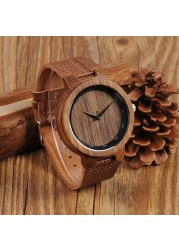 BOBOBIRD ZEBRA Wooden Watches Leather Band Watches For Men Casual Fashion Handmade Quartz Wristwatches Custom Logo Wooden Box