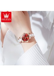 OLEVS Luxury Quartz Women's Watch Japan Movement 30M Waterproof Watch for Women Ceramic Women's Wristwatch Gift for Valentine's Day