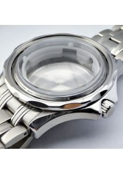 41mm Silver Watch Case Stainless Steel Case Men Watches Watchband Watchband Watchband for Miyota Movement 8215/DG2813