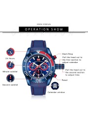 Fashion Men's Watches Multifunction Water Resistant Sport Wristwatches Luxury Quartz Luxury Brand Black Silicone Strap