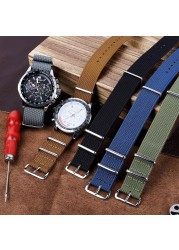 Ribbed NATO Strap 20mm 22mm Nylon Watch Strap Braid Ballistic Fabric Watchband Replacement for Military Watch Accessories