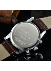 Zeppelin Luxury Brand Watch Three Eyes Multifunctional Waterproof Leather Business Casual Date Luminous Chronograph Watch