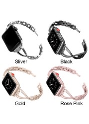 Luxury Band Bracelet Accessories Watch Strap Solid Unisex With Diamonds Wear Resistance Adjustable Fashion Business For IWatch