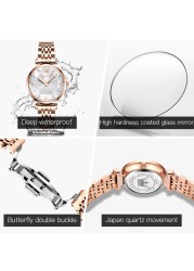 OLEVS Top Brand 2022 Women Fashion Luxury Quartz Watch Waterproof Stainless Steel Wristwatch For Women Fashion Female Gift Set