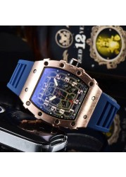 New Luxury 3-pin Transparent Bezel Quartz Watch Men Automatic Watch Men Designer Wristwatches Waterproof Reloj Hombre