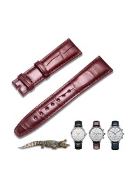 جلد تمساح استبدال Watchbands ل IWC البرتغالية الطيار الأسود التمساح الحبوب حزام (استيك) ساعة سوار للساعة 20 مللي متر 21 مللي متر 22 مللي متر