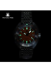 Tactical Frog Sub 300T V3 Retro Diver Watch Men NH35A Automatic Sapphire 200M Waterproof Luminous Stainless Steel Mechanical Bracelet