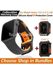 Soft Silicone Watch Strap for Apple Watch 7 41/45mm/38mm/40mm/42/44mm Band Sport Bracelet for iWatch Series 6/SE/5/4/3 Wristband