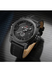 NAVIFORCE Men's Watch Fashion Sports Waterproof Wristwatches Male Military Leather Band Quartz Watch Calendar Relogio Masculino