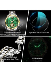 OUPINKE Watch for Men Luxury Brand Tourbillon Watches Sapphire Glass Tungsten Steel Waterproof Men Mechanical Wristwatches