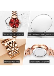 OLEVS Female Watches Fashion Casual Ladies Wristwatch Waterproof Rose Gold Stainless Steel Wristwatch For Women Simple Thin