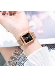 SANDA 2022 Top Brand Women Quartz Watches Simple Style Ladies Quartz Wristwatch Fashion Waterproof Watch Relogio Feminino