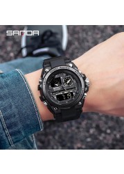 SANDA G Style Men's Digital Watch Military Shock Sports Watches Dual Display Waterproof Electronic Wristwatch Relogio Masculino