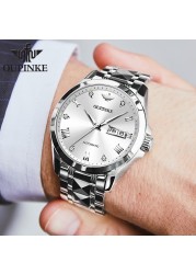 OUPINKE Swiss sumptuous automatic watch business sapphire crystal mechanical tungsten steel luminous wristwatch men