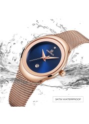 NAVIFORCE Luxury Women's Watches, Luxury Ladies Stainless Steel Watches Water Resistant Casual Rose Gold Quartz Band Watches