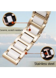 Ceramic Bracelet In Stainless Steel Watchband Watch Band Strap White Women Man Fashion Wristwatches 12 13 14 15 16 17 18 20 22mm