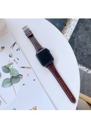 Genuine Leather Watchband for Iwatch 40mm 44mm Women Slim Belt Wristband for Apple Watch 42mm 38mm SE Series 6 5 4 3 2 Bracelet