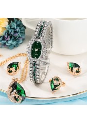 2021 Women Watch Set Luxury Brand Crystal Jewelery Set for Girlfriend Gifts Women Quartz Watches Earrings Set Christmas