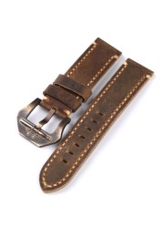 Dark brown crazy horse leather strap 20 21 22 23 24 26 mm fits bronze watch bracelet, vintage style