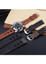 Leather Watchband Lychee Style Watch Strap 18mm 20mm 22mm 24mm Metal Buckle Lock Replacement Women Men Watch Band