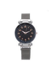 Leisure versatile hot selling digital simple women's quartz watch trendy magnet buckle free stainless steel student watch