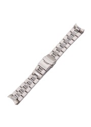 Rolamy 22mm Top Luxury 316L Steel Solid Curved End Solid Links Replacement Watch Band Strap Bracelet Double Push Clasp For Seiko