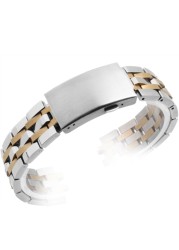 CARLYWET 19mm Silver Two Tone Gold Watch Band Hollow Curved End Bracelets for 1853 PRC200 T17 T461 T014430 T014410CARLYWE