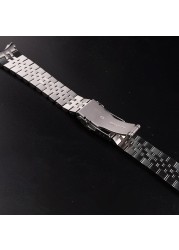 Rolamy 22mm 316L Stainless Steel Silver Jubilee Watch Band Strap Silver Bracelets Solid Curved End for Seiko 5 SRPD53K1 SKX007