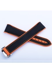 CARLYWET 20 21 22mm Black Orange Rubber Watch Band Strap for Omega Planet Ocean 300m 600m 43.5mm/600m 45.5mm